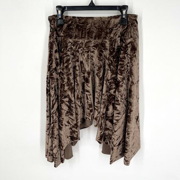 Urban Outfitters Silence + Noise Willa Crushed Velvet Skirt Brown Womens Sz XS - Picture 8 of 12
